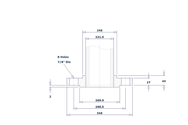 Dimensión de Brida so clase 150